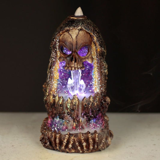 Skull Crystal Cave LED Backflow Incense Burner | Gothic Halloween Décor
