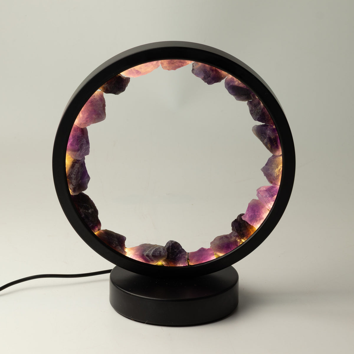 Amethyst Gemstone Halo Lamp | Natural Crystal Ring Light | USB | Zen Spirit | Meditation & Home Decor