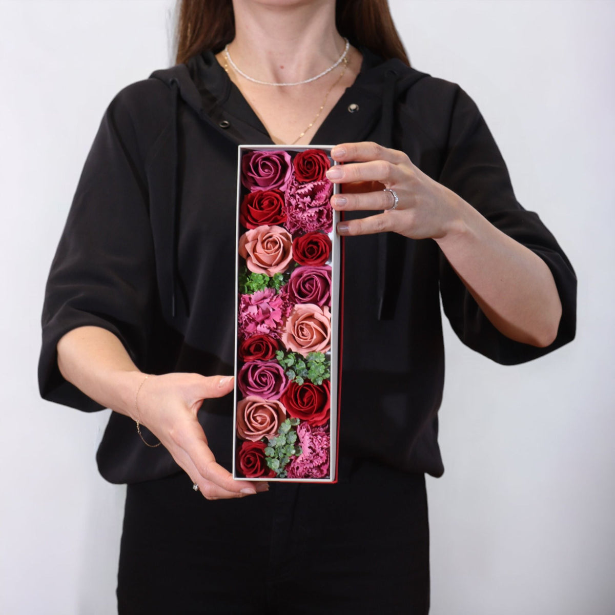 Vintage Roses Soap Flower Long Gift Box | Luxury Floral Gift | Amber & Calm