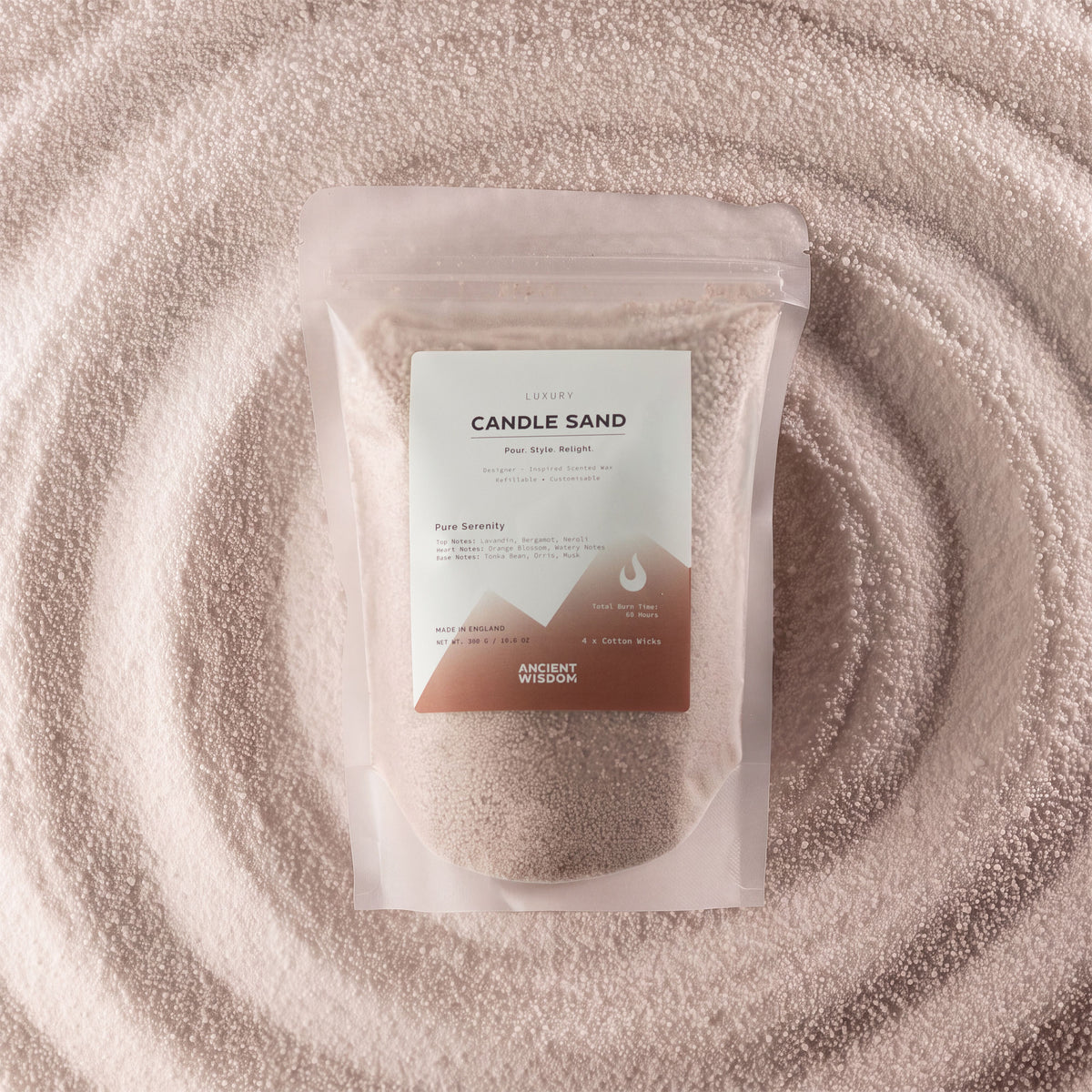 Pure Serenity Latte Beige Candle Sand | 300g | Charlotte Tilbury Calm Bliss Inspired | 60hr Burn | Made in England