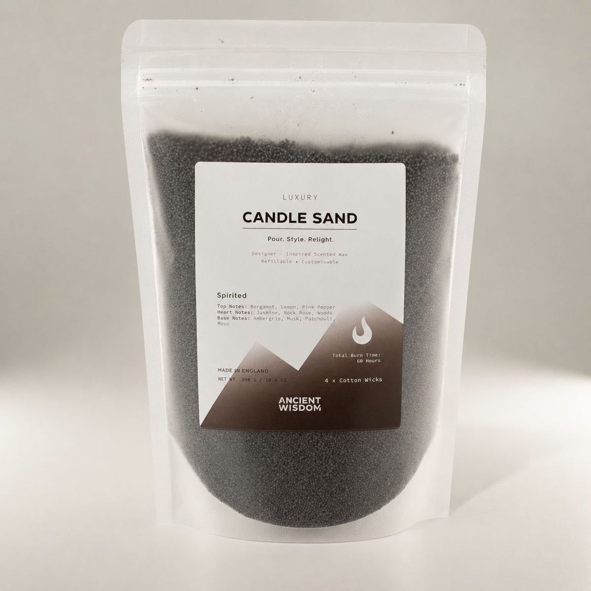 Spirited Black Candle Sand | 300g | Creed Aventus Inspired | 60hr Burn | Made in England