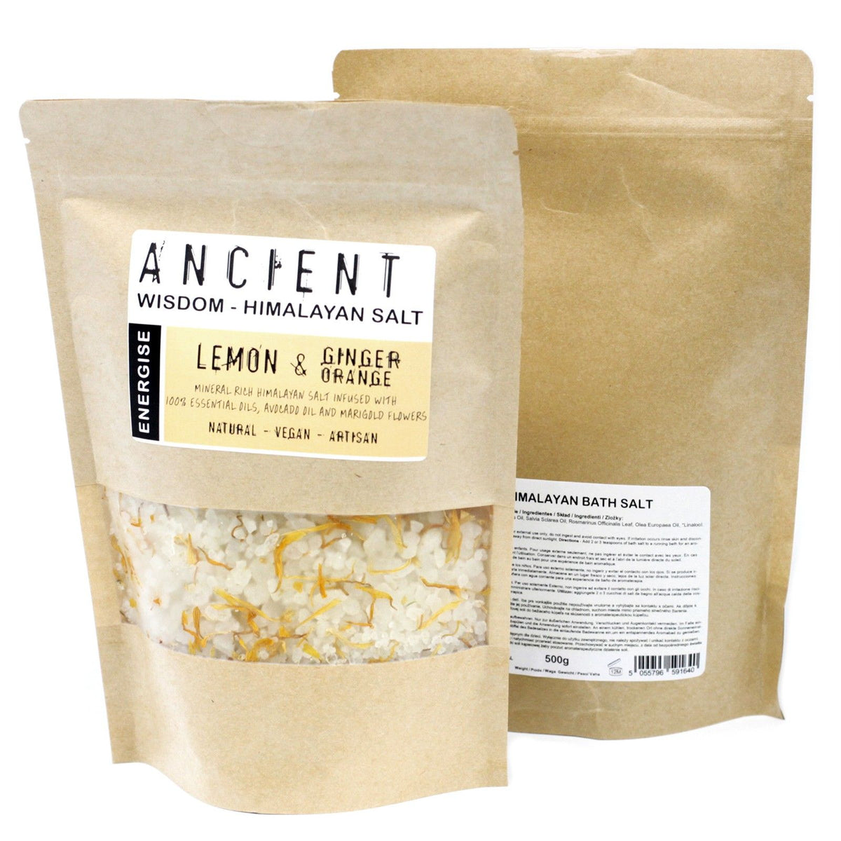 Energise Himalayan Bath Salt Blend 500g | Lemon, Ginger & Orange | Aromatherapy Bath Soak Gift