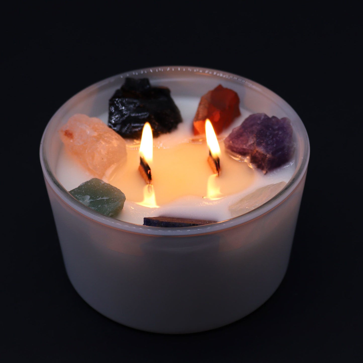 Seven Chakra Large Crystal Candle | Moon Beams | 7 Gemstones | Balance & Alignment Spiritual Gift