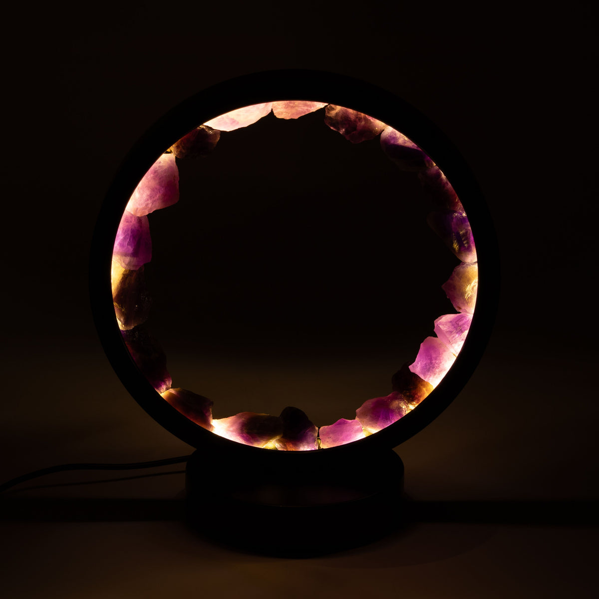 Amethyst Gemstone Halo Lamp | Natural Crystal Ring Light | USB | Zen Spirit | Meditation & Home Decor