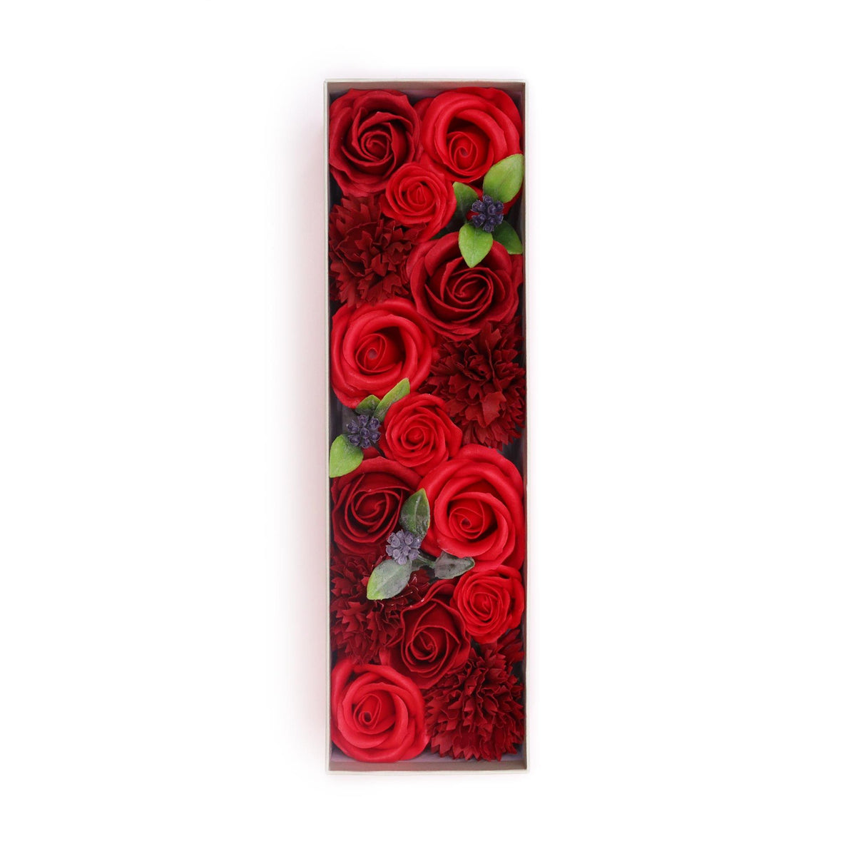 Classic Red Roses Soap Flower Long Gift Box | Romantic Luxury Gift | Amber & Calm