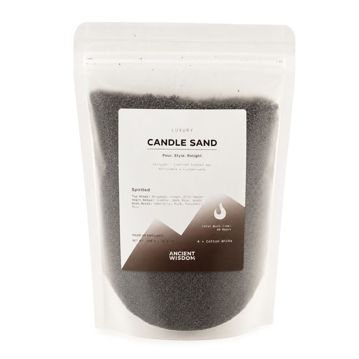 Spirited Black Candle Sand | 300g | Creed Aventus Inspired | 60hr Burn | Made in England