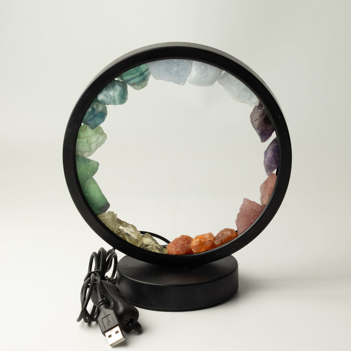 7 Chakra Gemstone Halo Lamp | 7 Natural Crystals | USB | Zen Spirit | Yoga & Meditation Gift