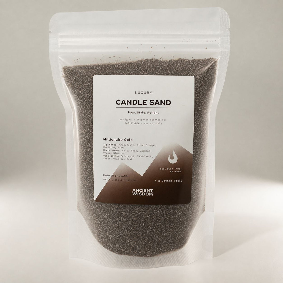 Millionaire Gold Chocolate Brown Candle Sand | 300g | Paco Rabanne 1 Million Inspired | 60hr Burn | Made in England
