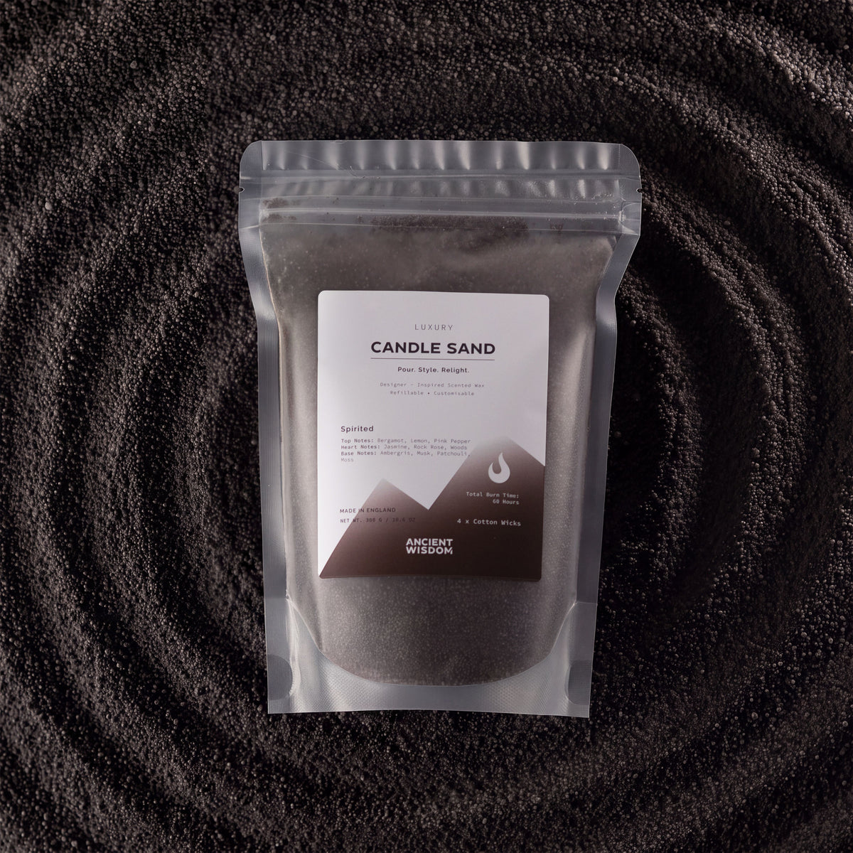 Spirited Black Candle Sand | 300g | Creed Aventus Inspired | 60hr Burn | Made in England