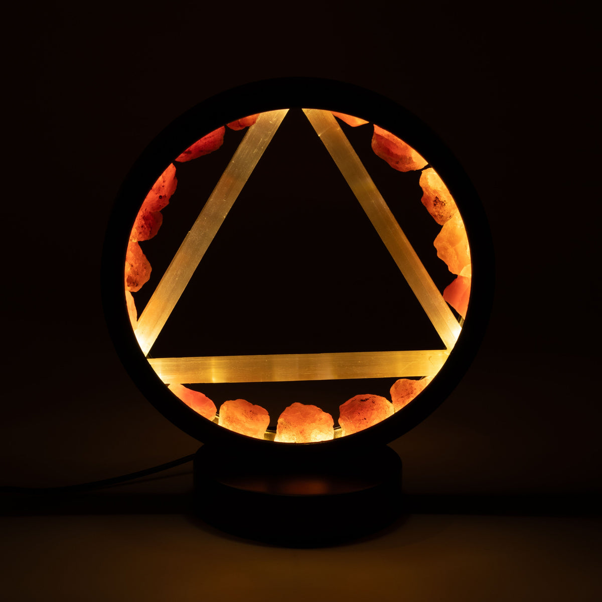 Fire Element Gemstone Halo Lamp | Carnelian & Selenite | Alchemical Symbol | USB | Zen Spirit