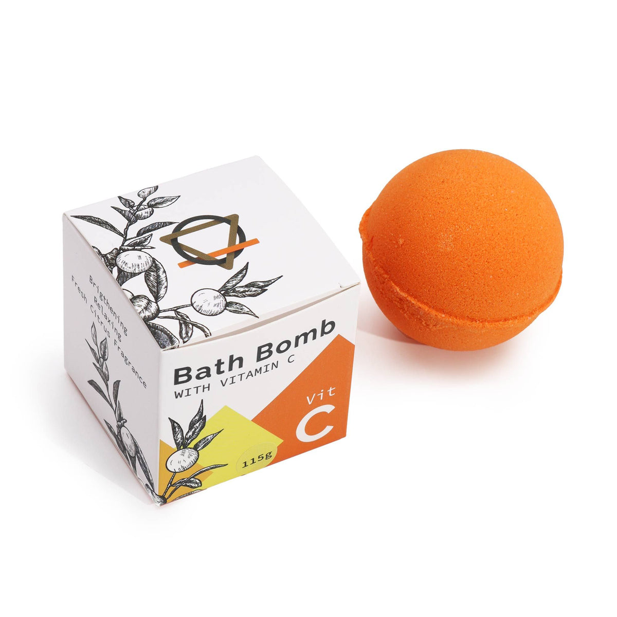 Vitamin C Bath Bomb with Essential Oils | Brightening & Uplifting | 115g | Amber & Calm
