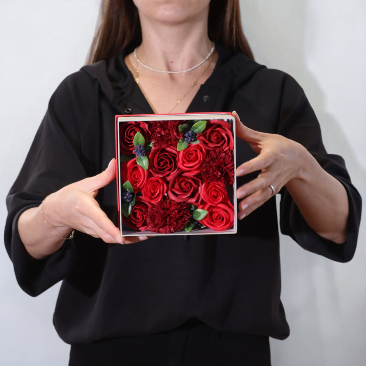 Classic Red Roses Square Gift Box | Luxury Romantic Gift | Valentine's & Anniversary