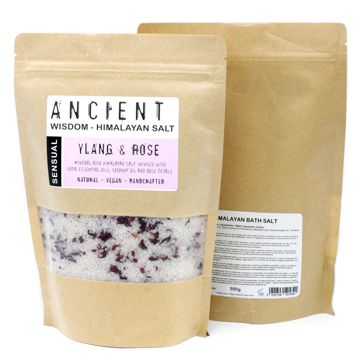 Sensual Himalayan Bath Salt Blend 500g | Ylang Ylang, Coconut Oil & Rose Petals | Romantic Bath Gift
