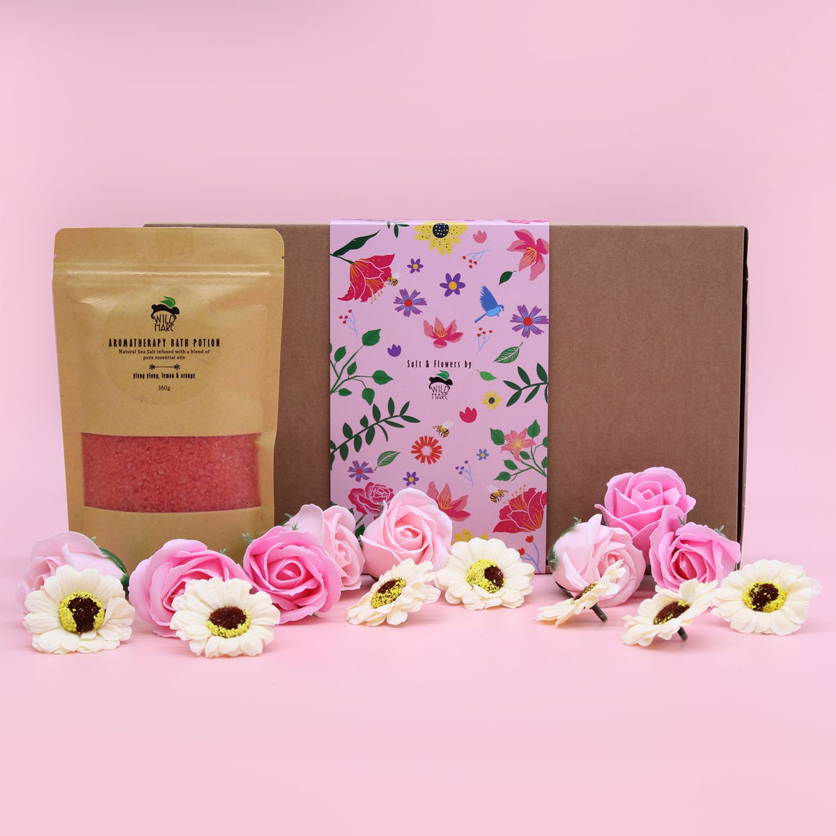 Passion Salt Soak Gift Set | Ylang Ylang, Lemon & Orange | Luxury Romantic Bath Gift