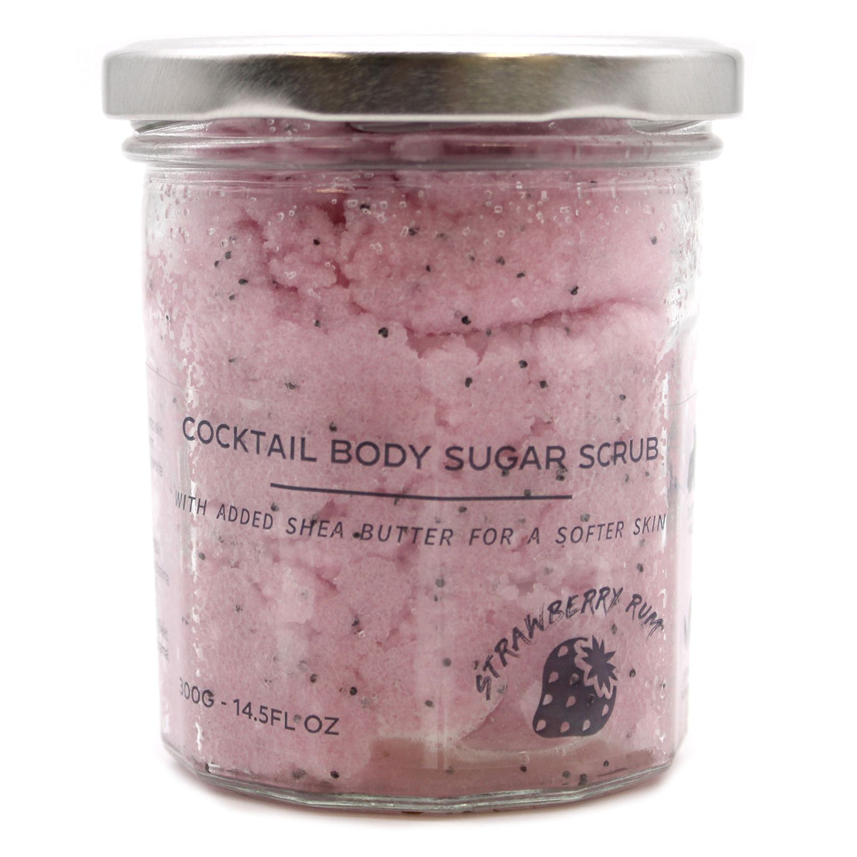 Strawberry Rum Fragranced Sugar Body Scrub | 300g | Vegan Exfoliating Sweet Skin Gift | Plastic Free