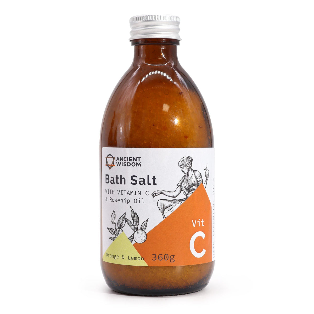 Vitamin C Himalayan Bath Salts | Ancient Goddess | Orange & Lemon | 360g | Amber & Calm