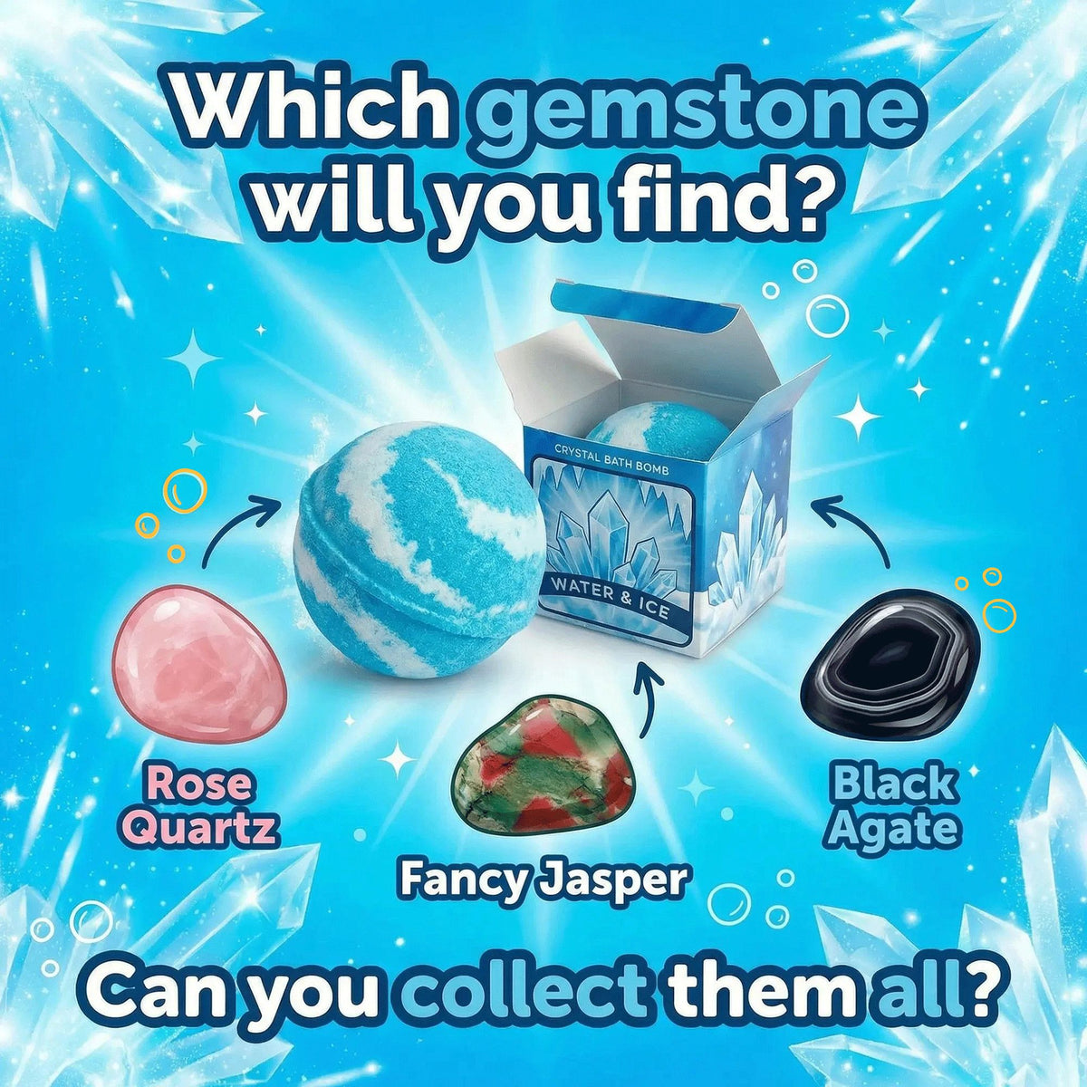 Crystal Bath Bomb | Water Element | Real Gemstone Inside | Handmade in the UK | Gift for Her