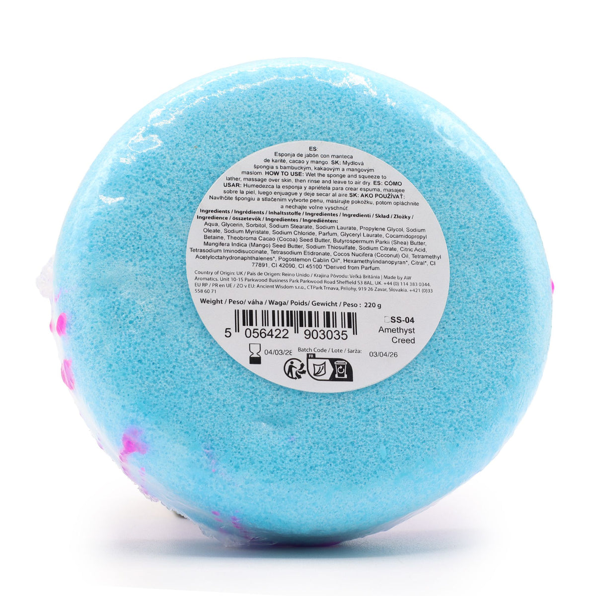 Butter Bubble Soap Sponge | Amethyst Creed | Shea & Mango Butter | Exfoliating | Handmade in the UK