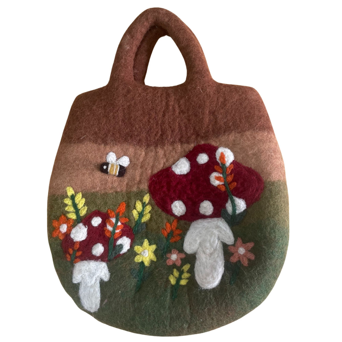 Mushroom Garden Felted Bag | Handmade in Nepal | Fair Trade