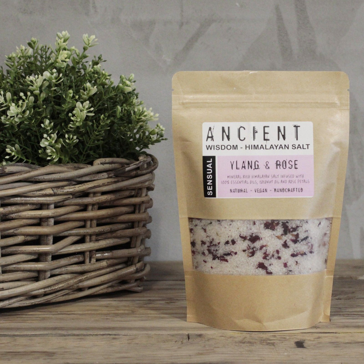 Sensual Himalayan Bath Salt Blend 500g | Ylang Ylang, Coconut Oil & Rose Petals | Romantic Bath Gift