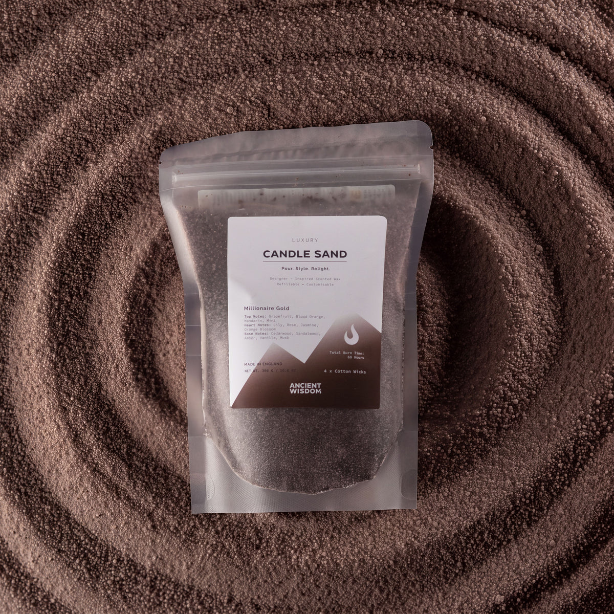 Millionaire Gold Chocolate Brown Candle Sand | 300g | Paco Rabanne 1 Million Inspired | 60hr Burn | Made in England
