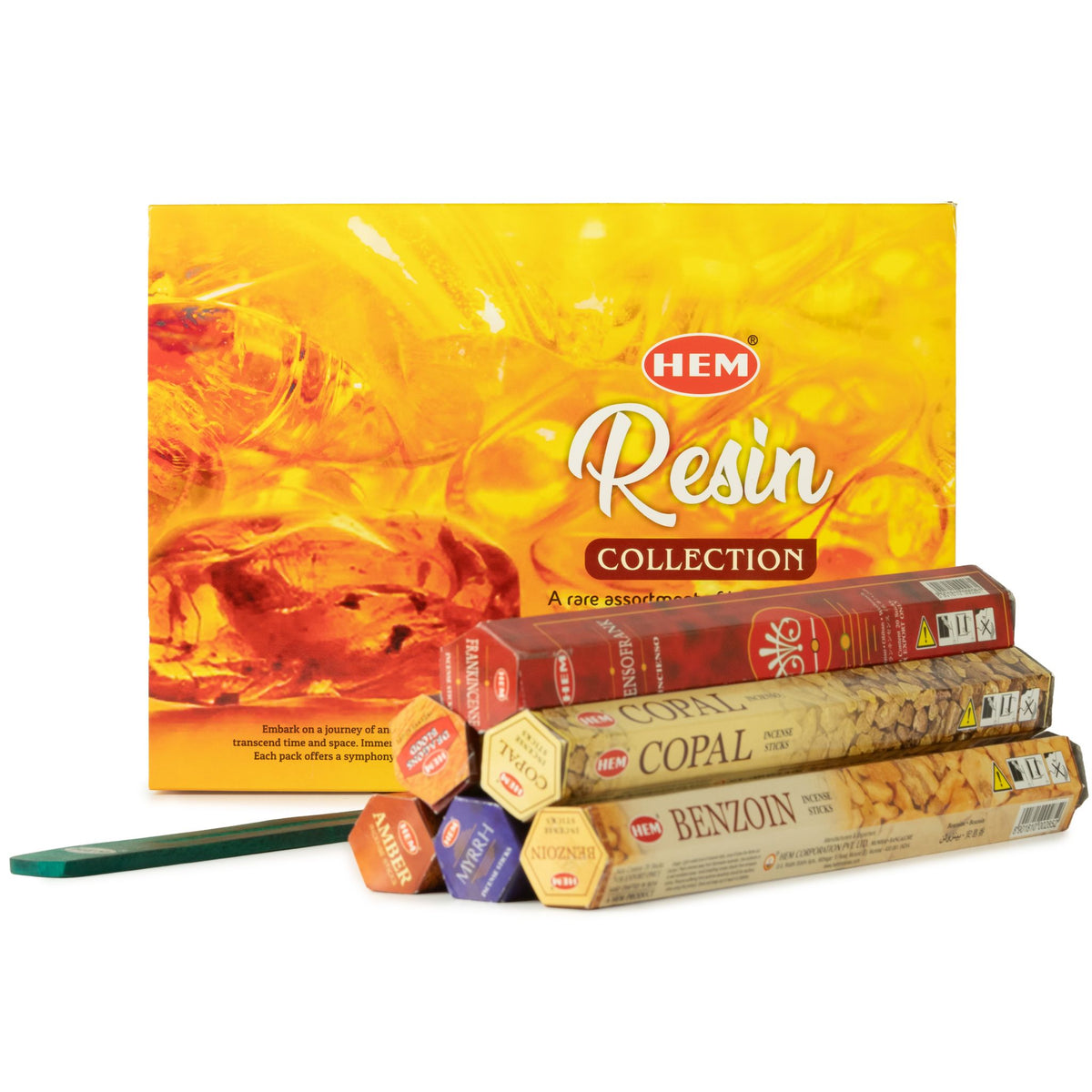 HEM Hexagonal Incense | Resin Collection | 6 Rich Scents | Sticks & Wooden Ash Catcher | Home Fragrance