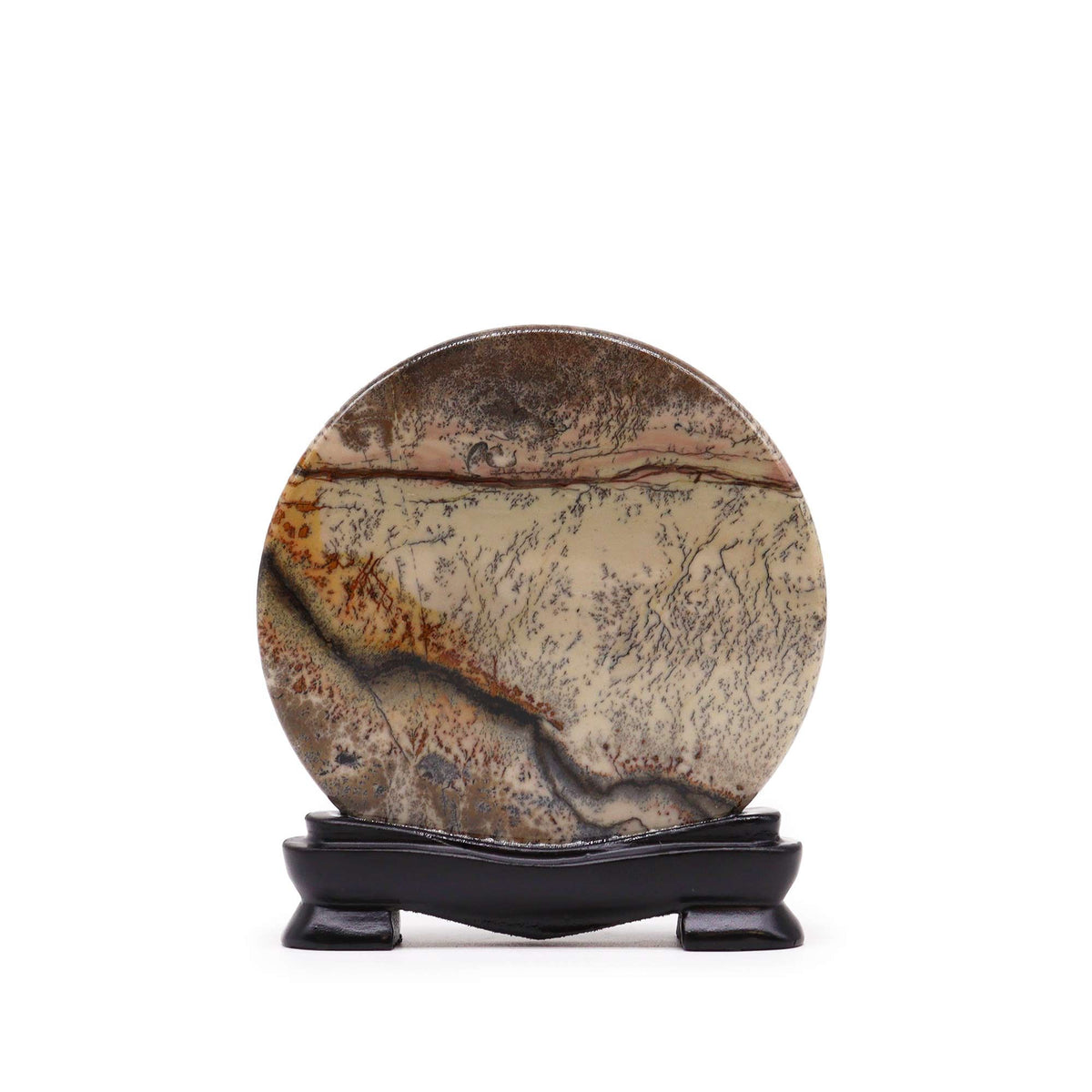 Guohua Picture Stone | Disc | Natural Dendrite Landscape Stone | 100mm