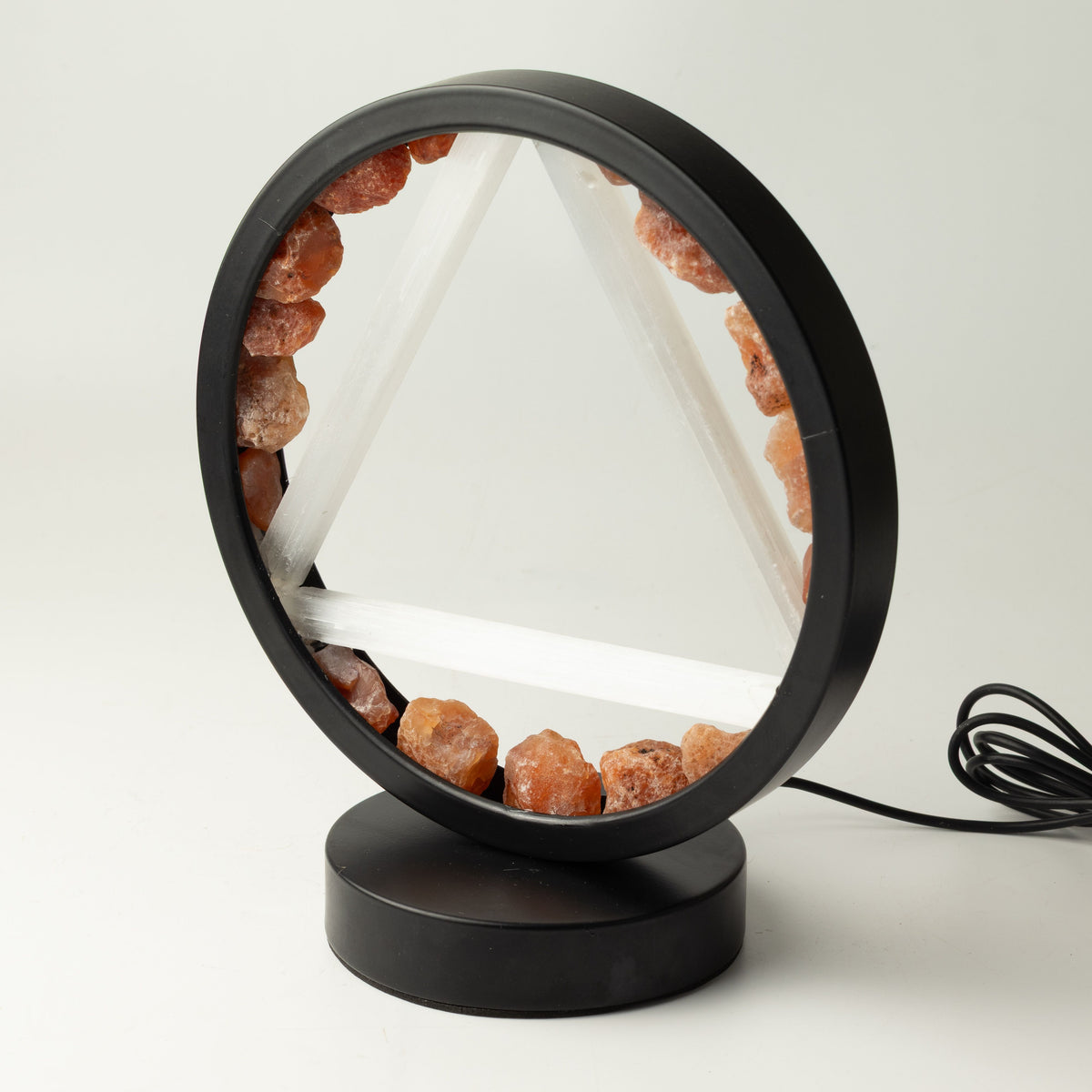 Fire Element Gemstone Halo Lamp | Carnelian & Selenite | Alchemical Symbol | USB | Zen Spirit