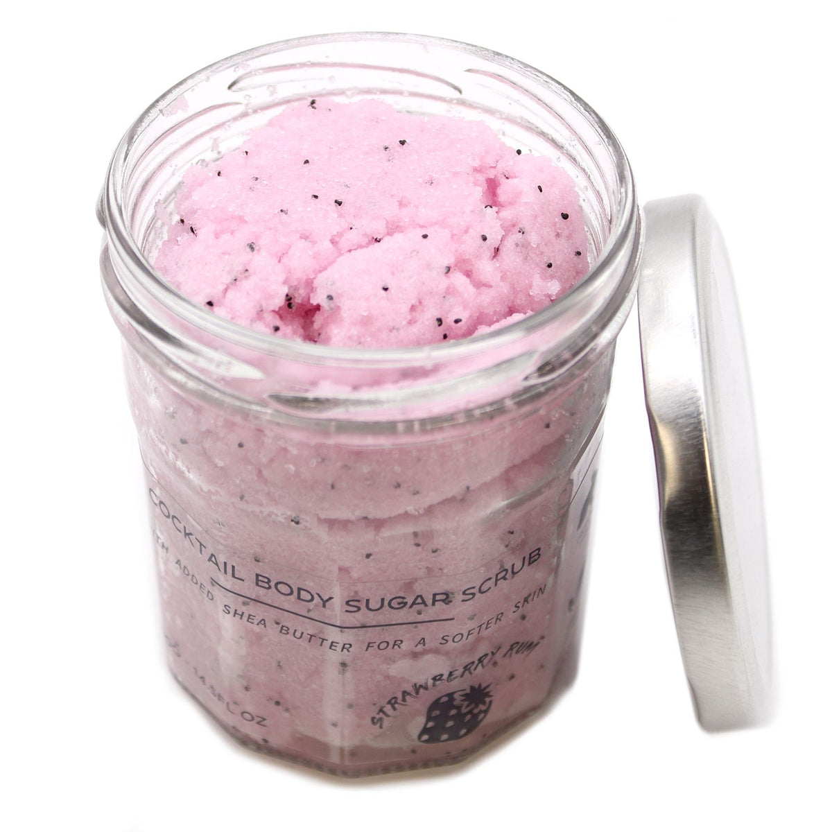 Strawberry Rum Fragranced Sugar Body Scrub | 300g | Vegan Exfoliating Sweet Skin Gift | Plastic Free