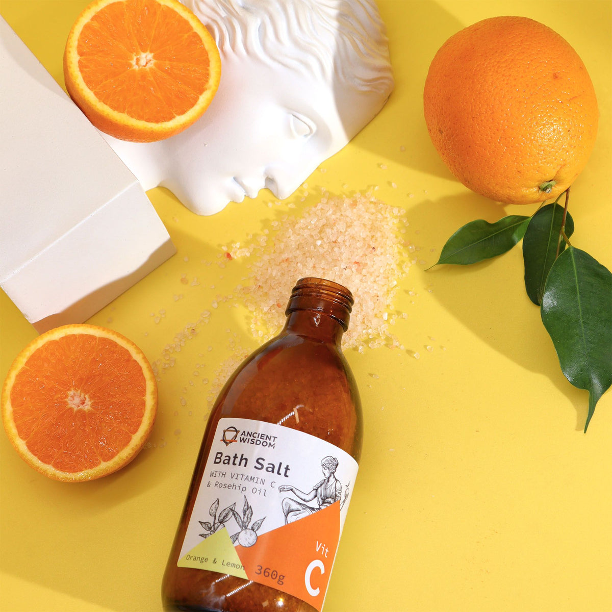 Vitamin C Himalayan Bath Salts | Ancient Goddess | Orange & Lemon | 360g | Amber & Calm