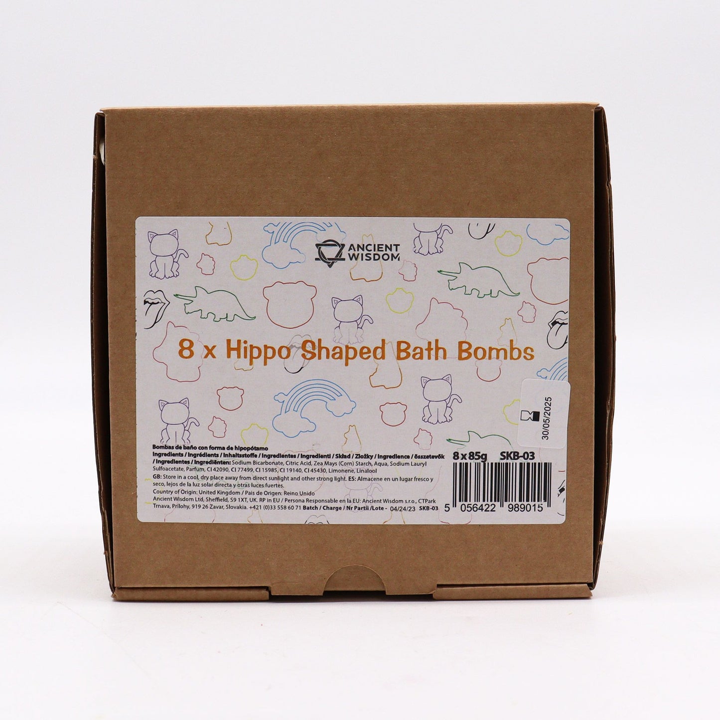 Hippo Bath Bomb | Citrus Crush | 85g | Fun Vegan Kids Bath Gift | Handmade in UK | Stocking Filler