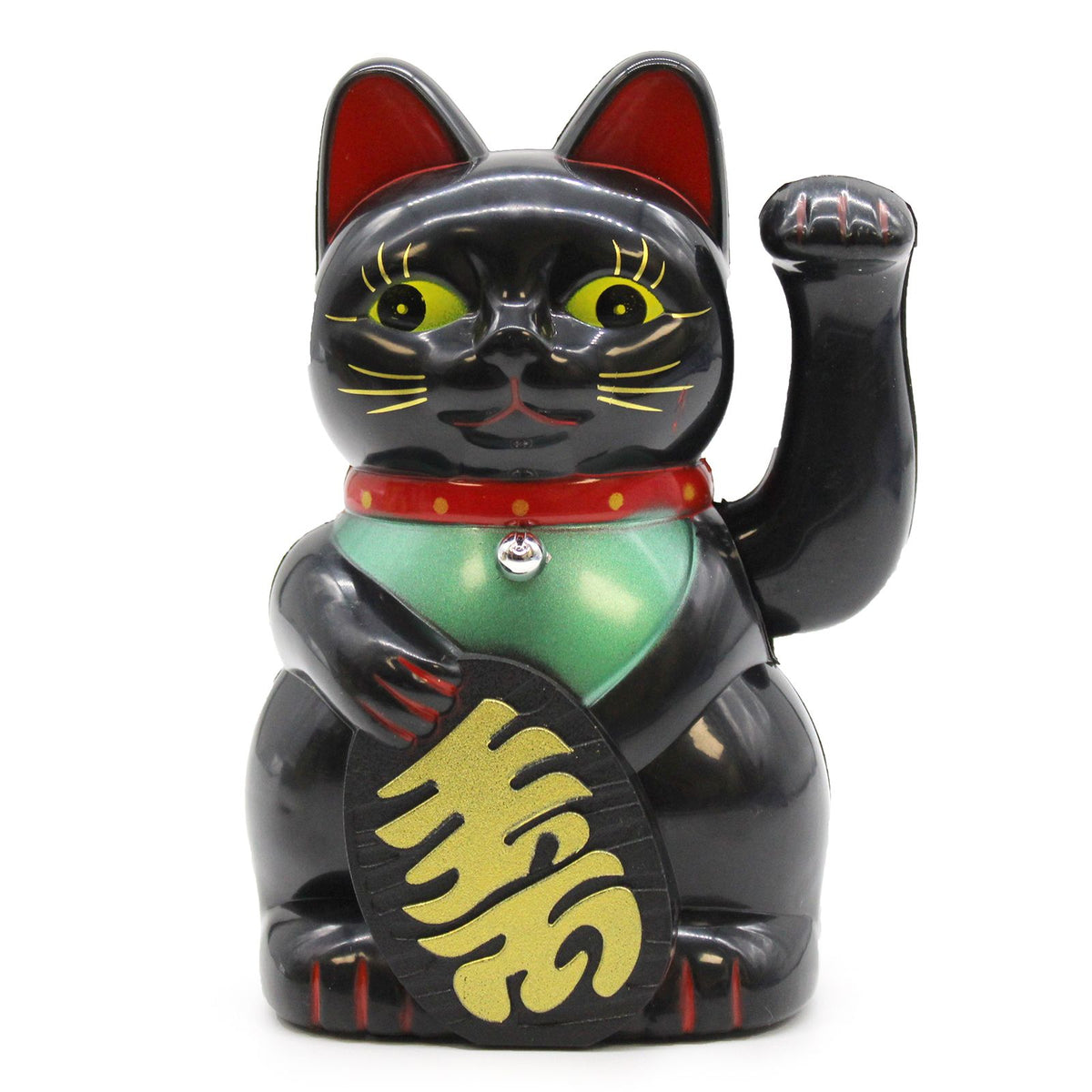 Black Lucky Waving Cat | Maneki Neko | 15cm | Wealth & Fortune | Battery Operated