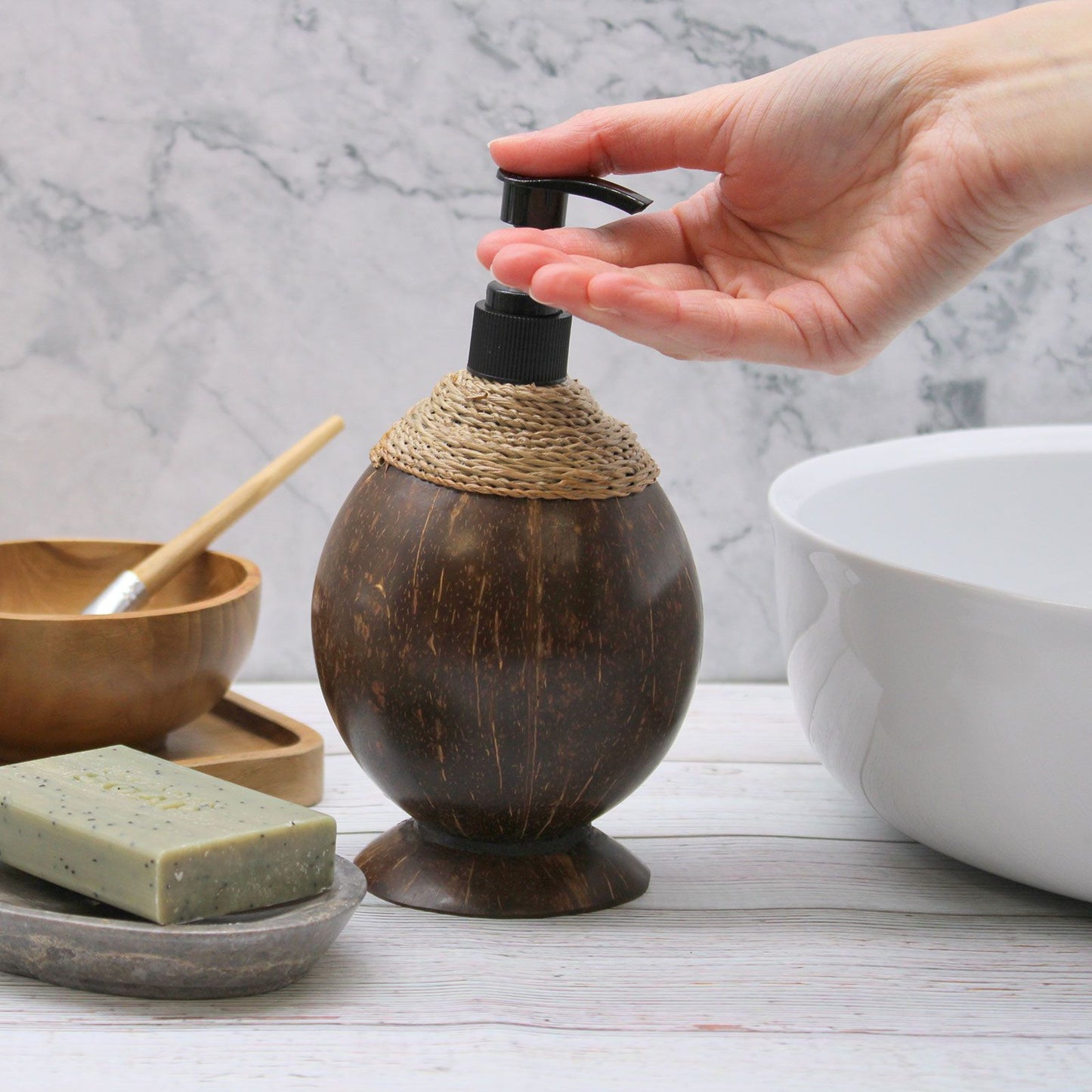 Natural Teak Wood Soap Dispenser 150ml | Eco Luxury Bathroom Accessory | Sustainable Home Gift