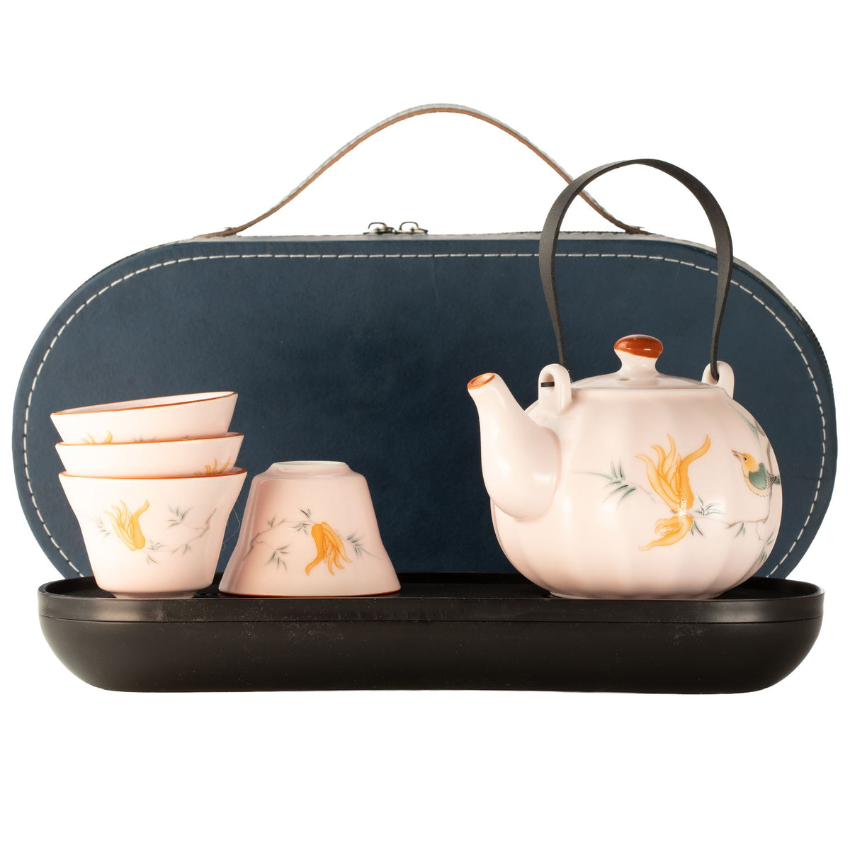 Pink Vintage Pumpkin Teapot Set & Four Cups | Ceramic Tea Set | Boho Gift for Her | Birthday Gift