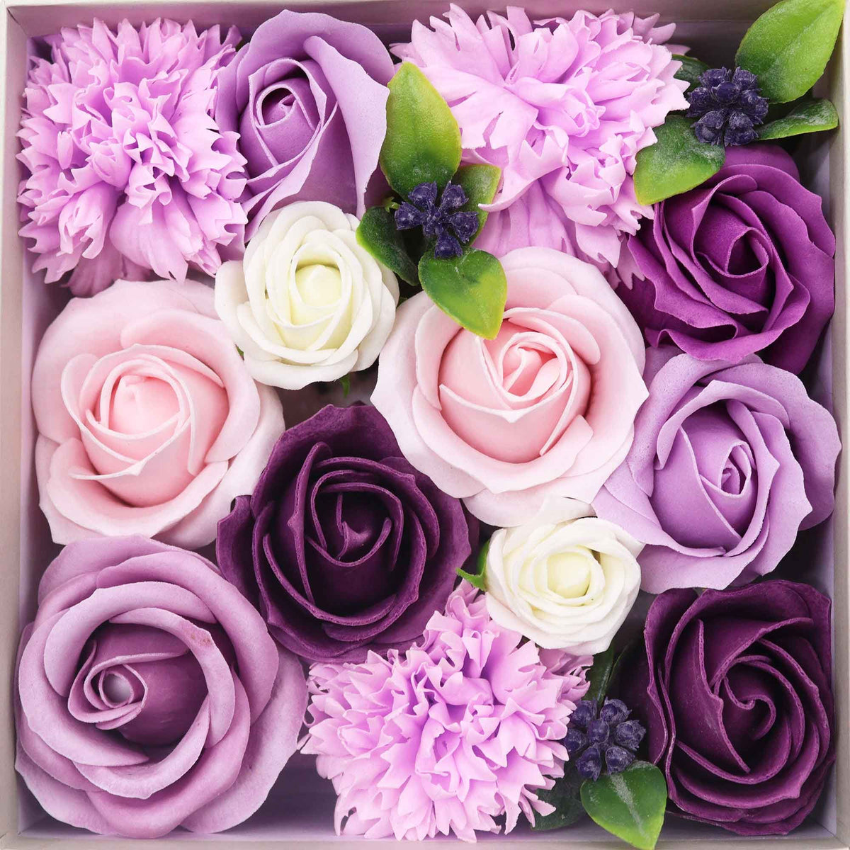 Lavender Rose & Carnation Square Gift Box | Floral Luxury Gift | Birthday & Mother's Day