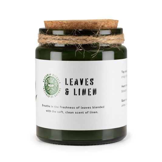 Leaves & Linen Woodwick Soy Candle | Sage & Mintwood Clean Home Fragrance Gift