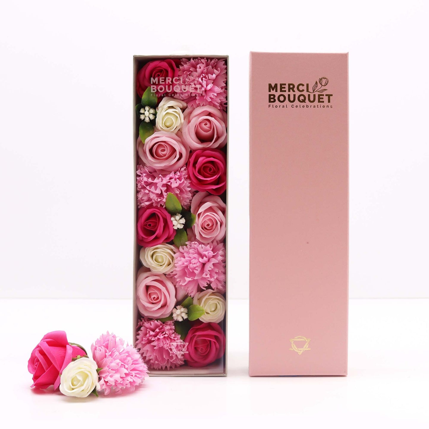 Baby Blessings Pink Soap Flower Long Gift Box | Baby Shower Gift | Amber & Calm