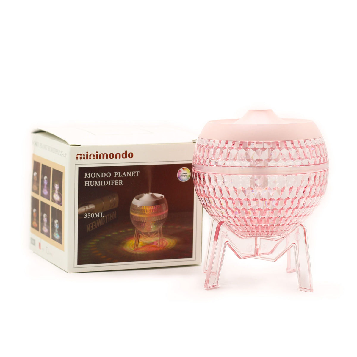 Pink Mondo Planet USB Humidifier | Colour-Changing Night Light | Cute Desk Gift