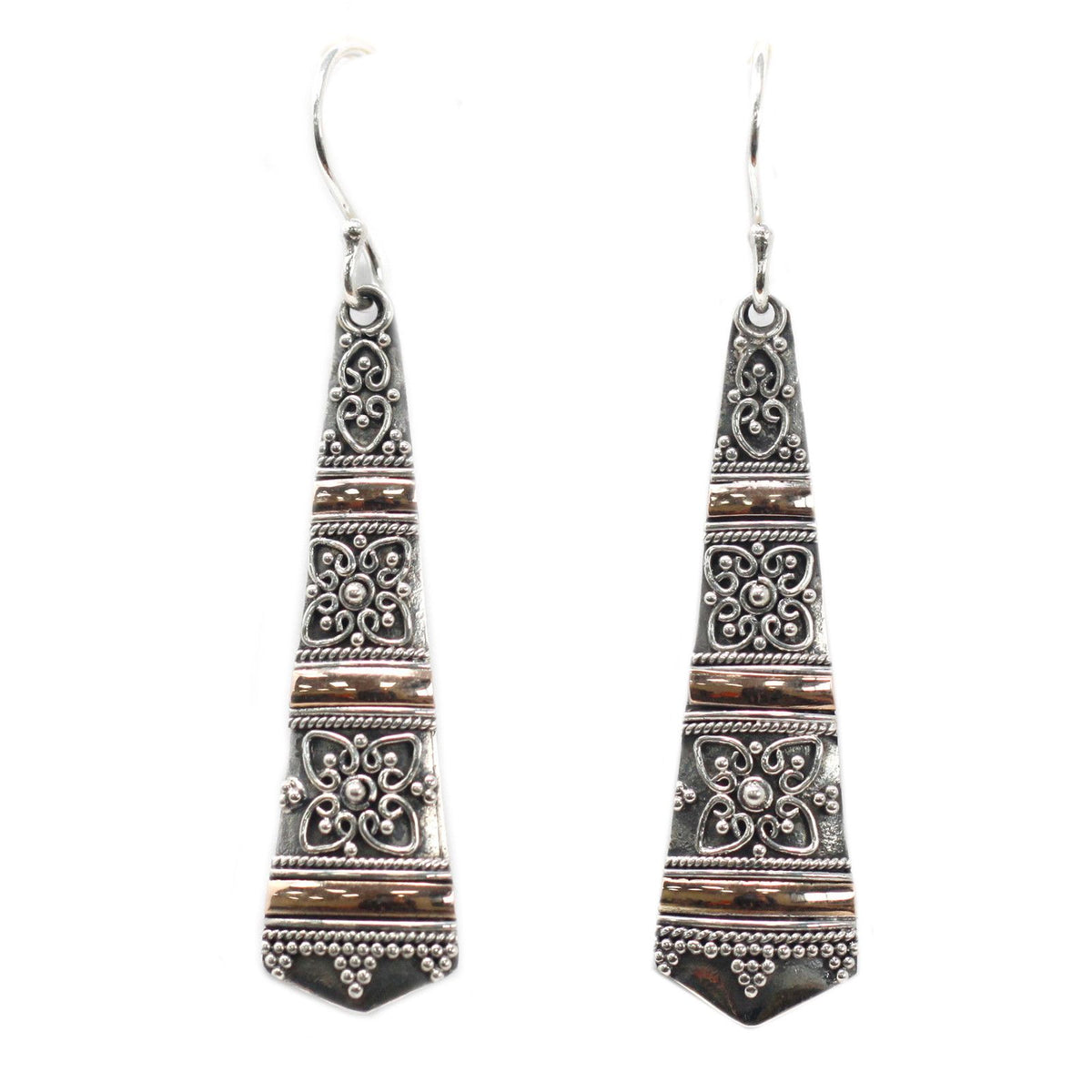 Tribal Drop Earrings — 18k Gold & 925 Silver | Handmade in Indonesia
