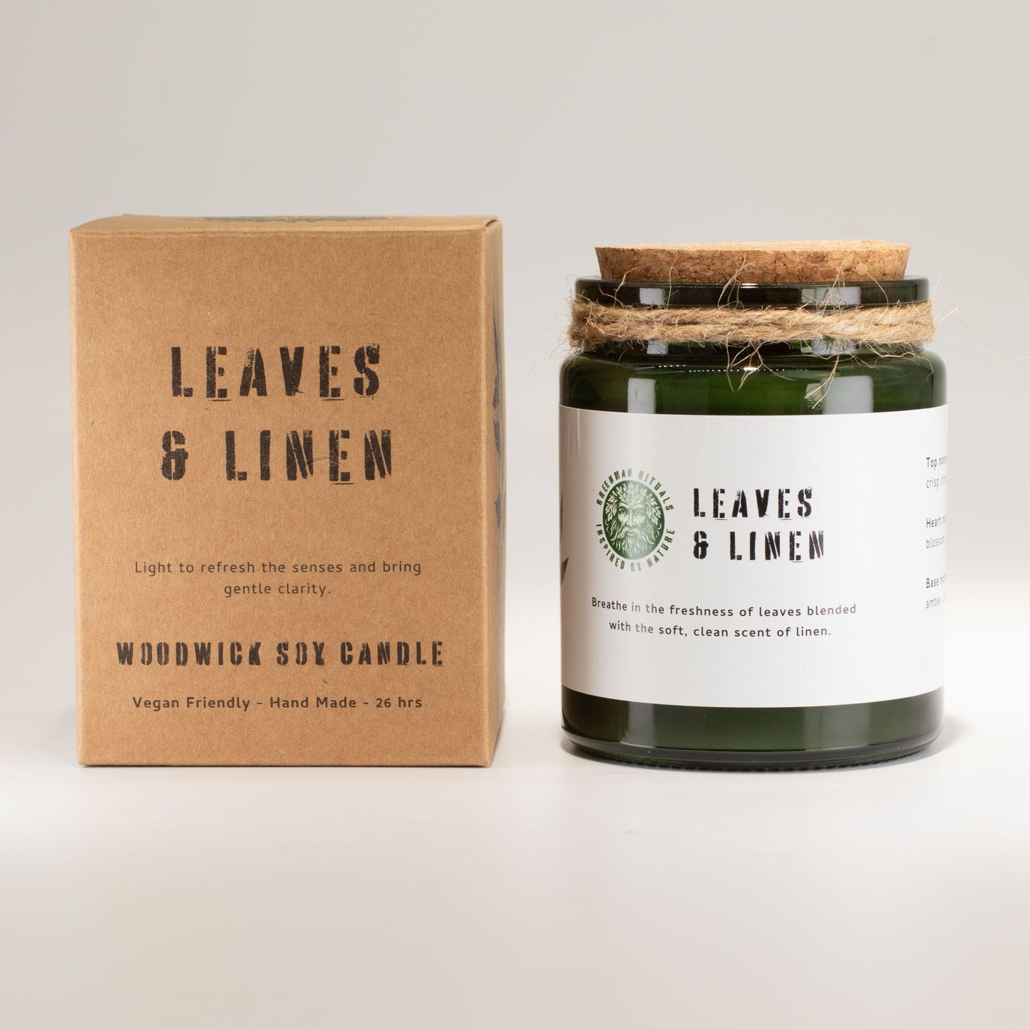 Leaves & Linen Woodwick Soy Candle | Sage & Mintwood Clean Home Fragrance Gift