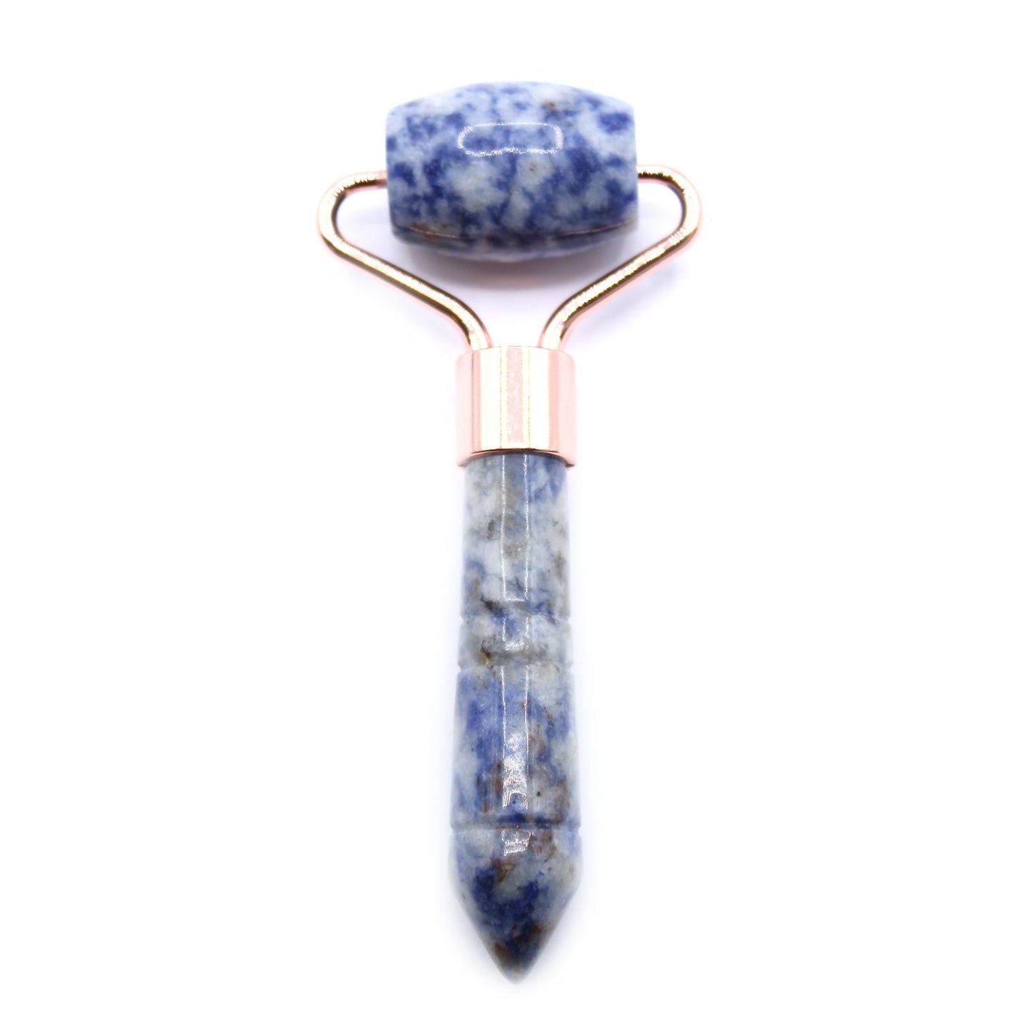Sodalite Gemstone Mini Face Roller | Under-Eye & Facial Massage Tool | Amber & Calm