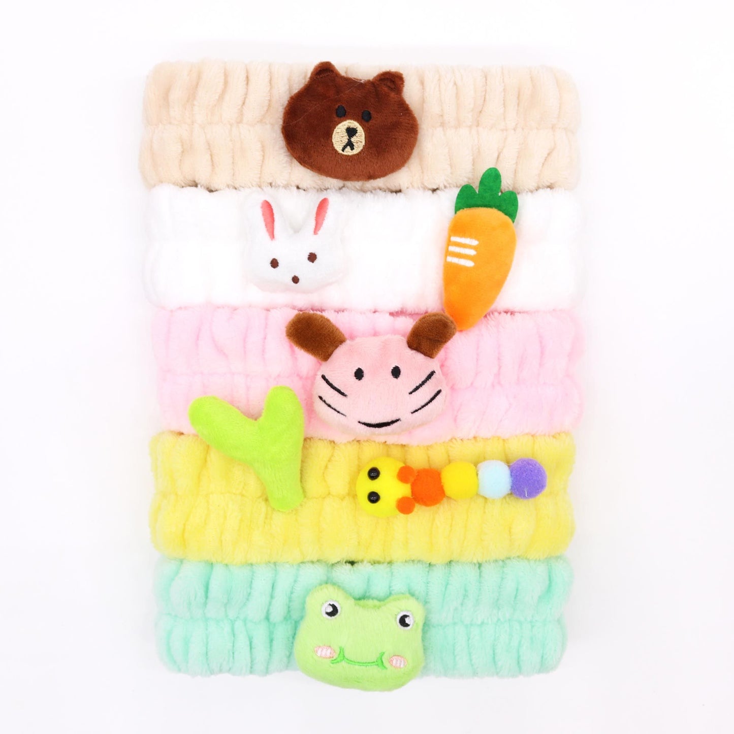 Cute Animal Makeup Headbands | Skincare Accessory Set of 5 | Soft Flannel | Amber & Calm
