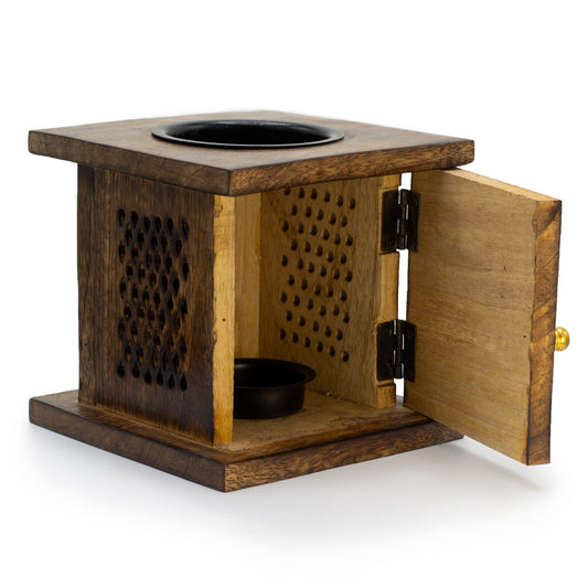 Large Buddha Mango Wood Box Oil Burner | Boho Wax Melt & Aromatherapy Gift