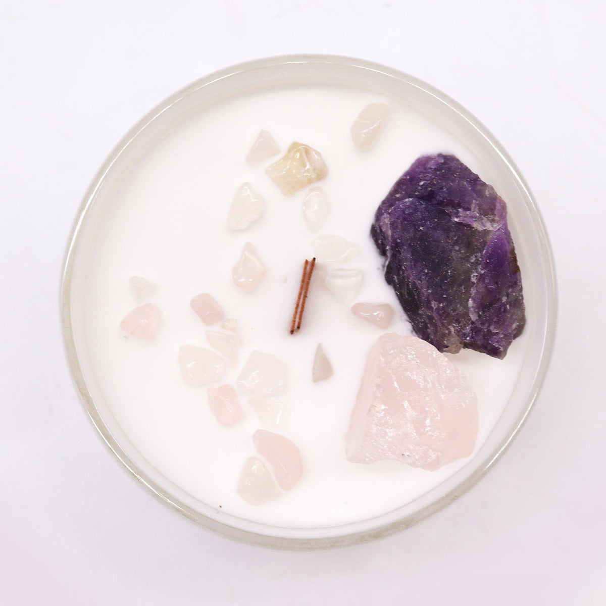 Third Eye Chakra Crystal Candle | Sweet Crystal Truth | Amethyst & Rose Quartz | Intuition & Wisdom Gift