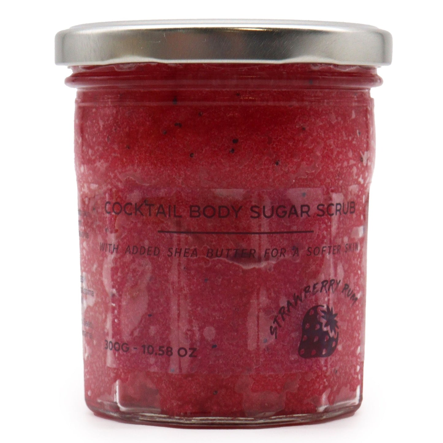 Strawberry Rum Fragranced Sugar Body Scrub | 300g | Vegan Exfoliating Sweet Skin Gift | Plastic Free