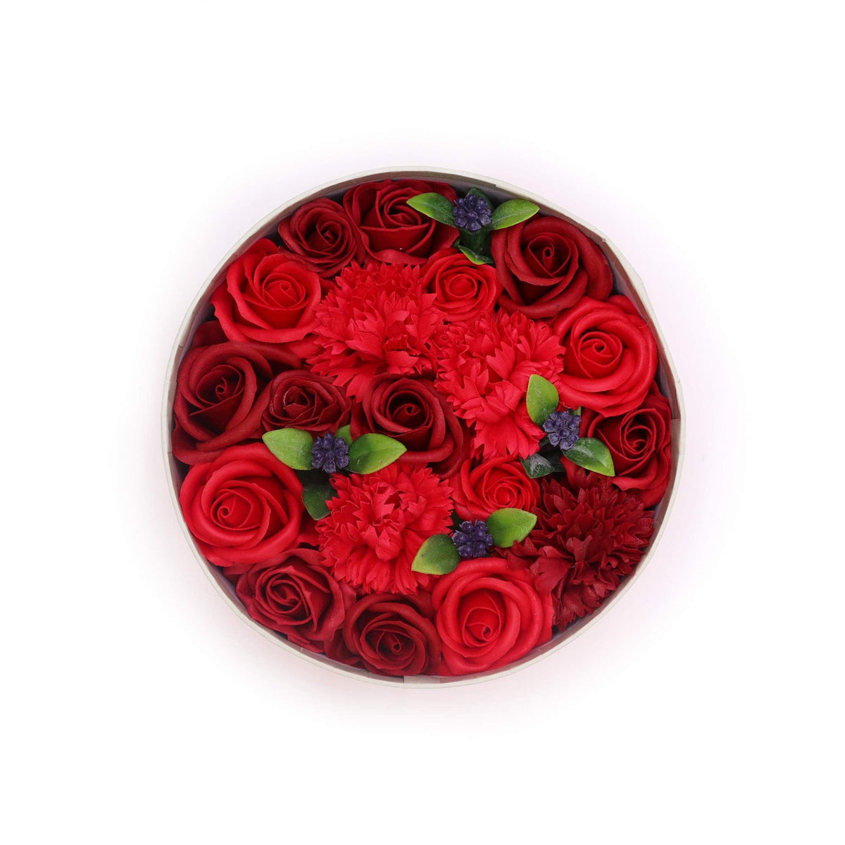 Classic Red Roses Soap Flower Round Gift Box | Romantic Luxury Gift | Amber & Calm