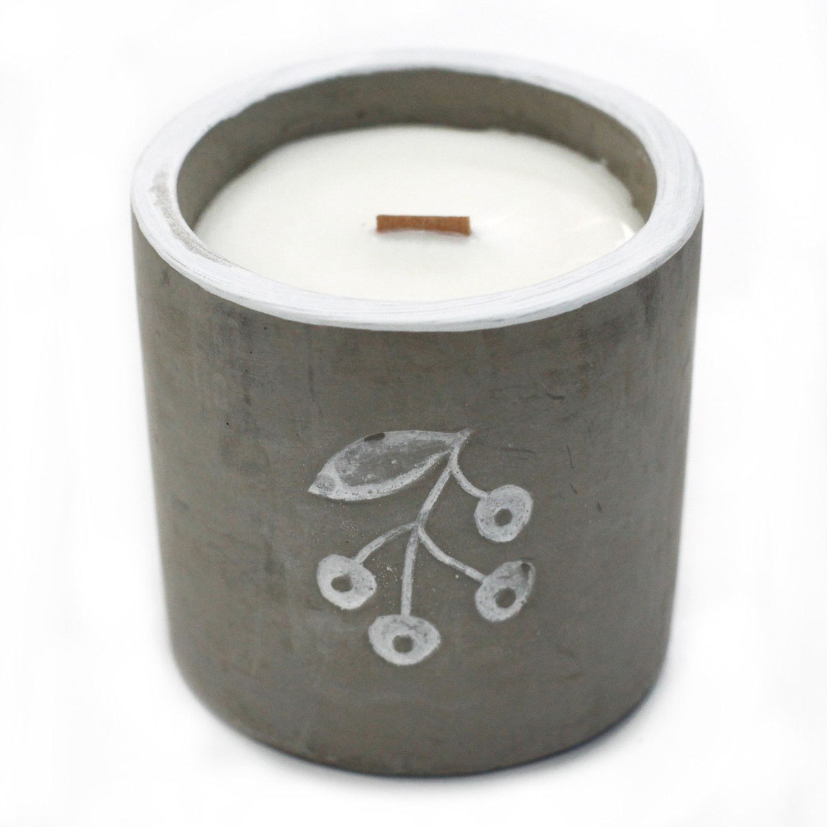 Juniper & Sweet Gin Concrete Candle | Wooden Wick | Medium Pot | Amber & Calm