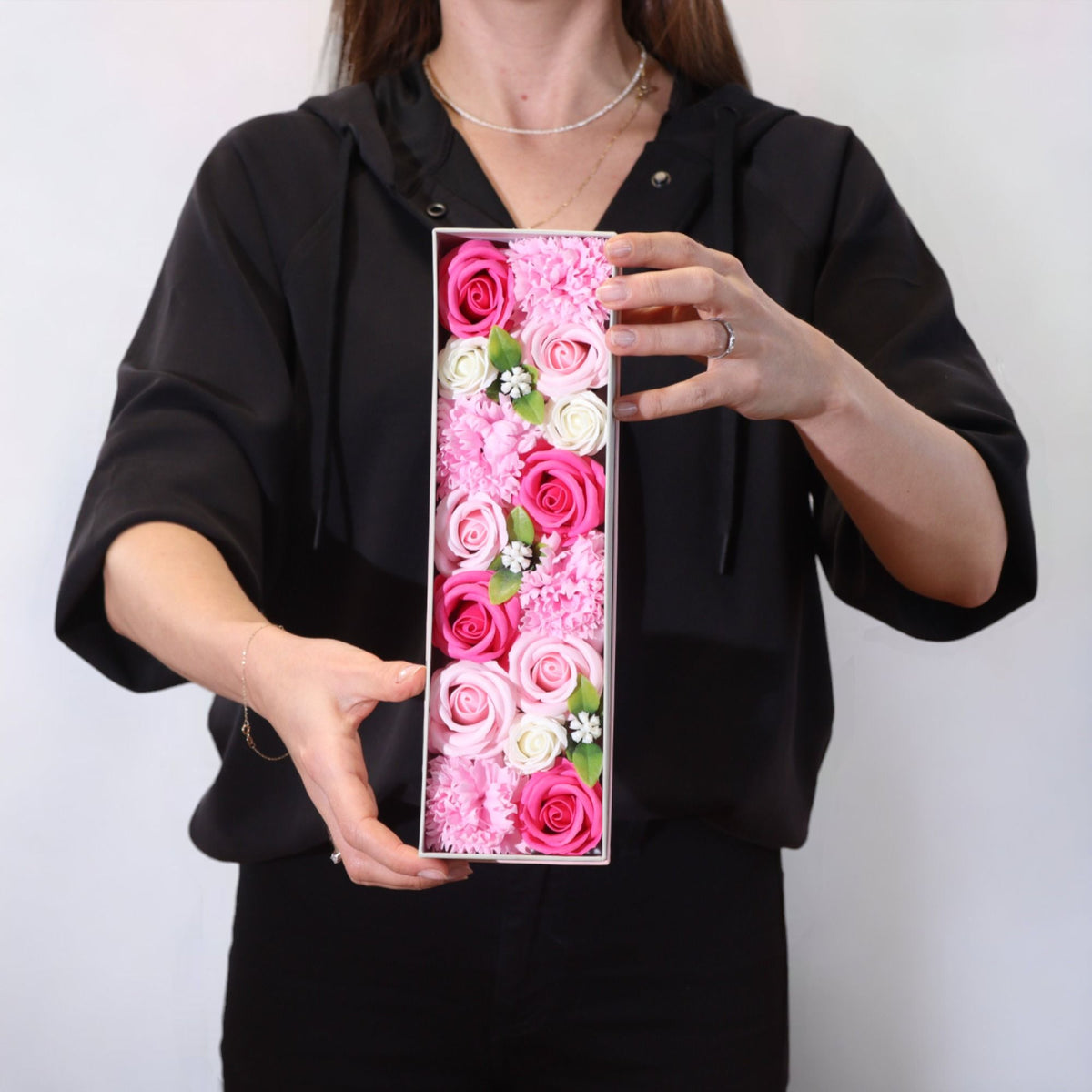Baby Blessings Pink Soap Flower Long Gift Box | Baby Shower Gift | Amber & Calm