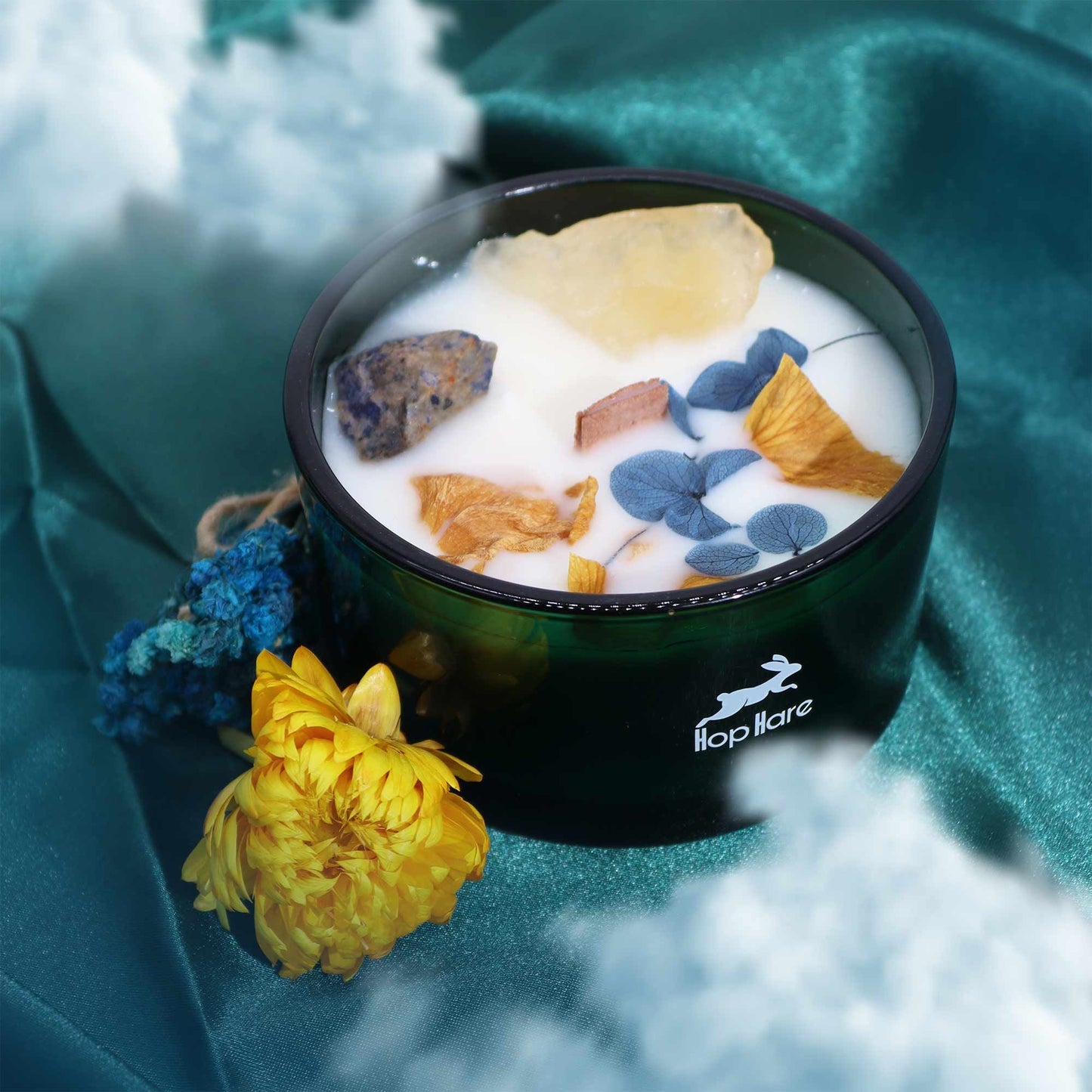 The Sun Crystal Magic Candle | Lemon Horizon | Citrine & Sodalite | Tarot Candle Positivity Gift