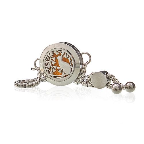 Cat & Flowers Aromatherapy Bracelet | Essential Oil Diffuser Jewellery Gift